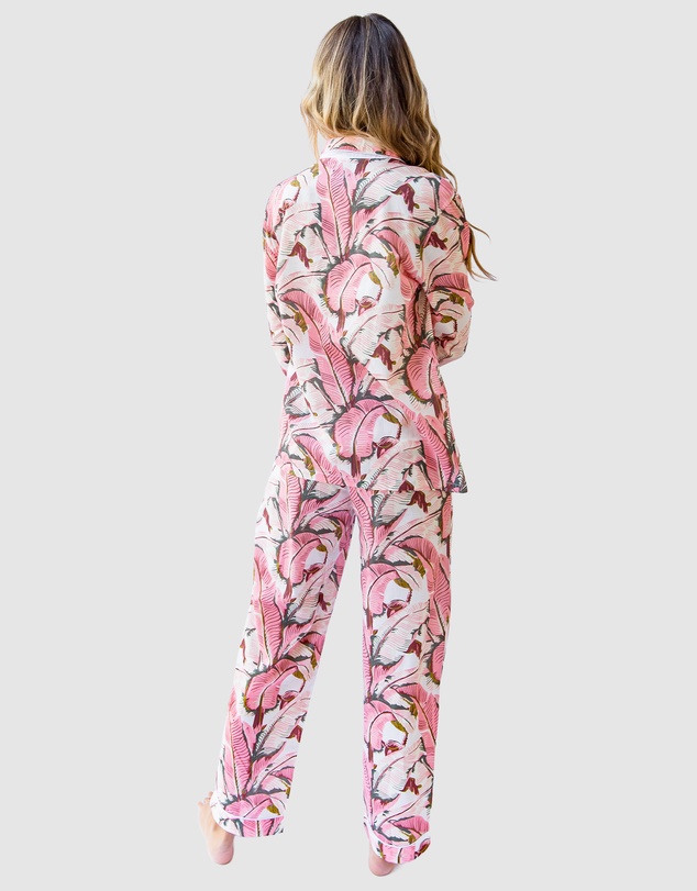 Sant And Abel - Women's Martinique® Pink Banana Leaf Long PJ Set