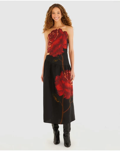 Farm Rio - Artisanal Strapless Midi Dress