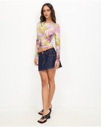 Dazie - Orchid Long Sleeve Mesh Top
