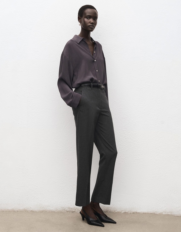 M.N.G - Slim Cropped Pinstripe Trousers