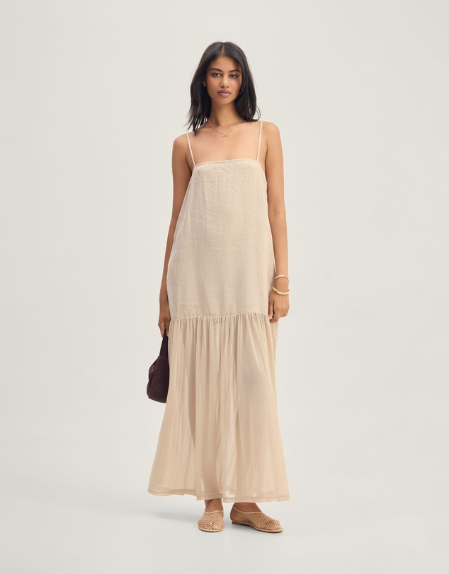 Oxford - Kristel Linen And Mesh Dress