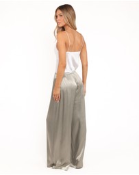 Petal & Pup - Sullivan Wide Leg Satin Pant - Sage