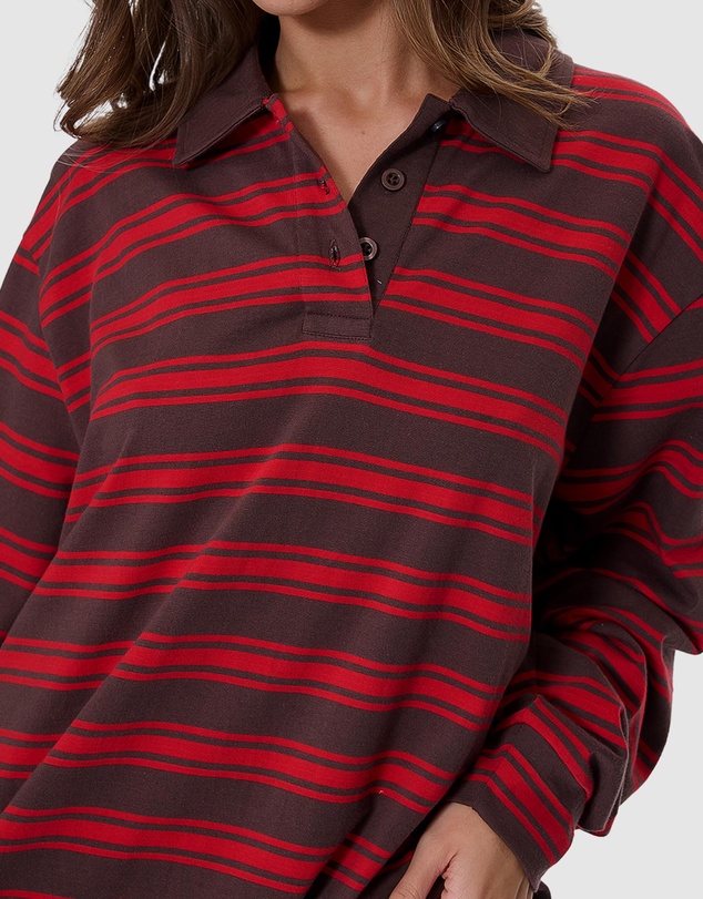 Thrills - Conditions Apply Stripe Long Sleeve Polo