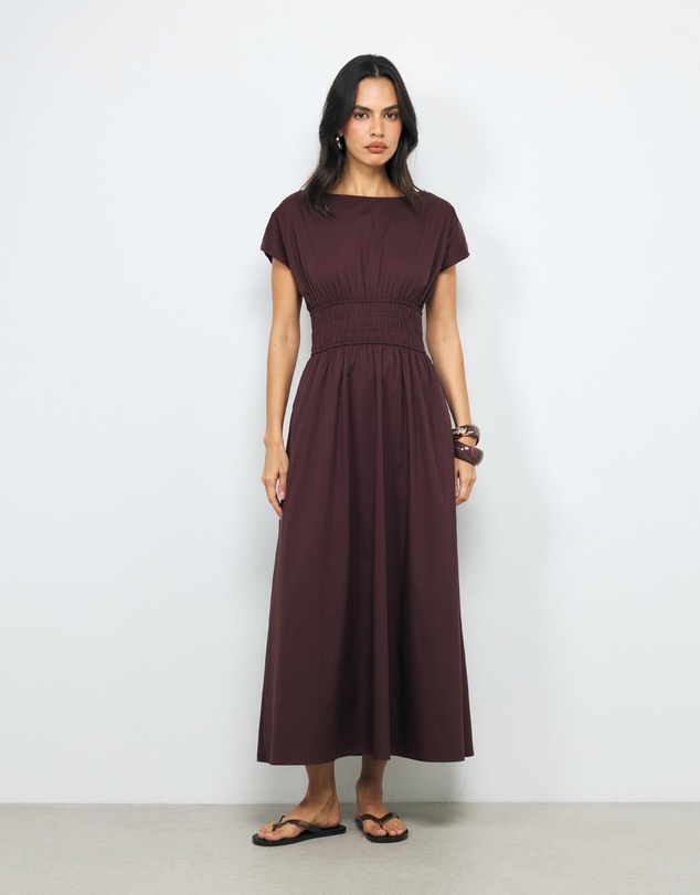 AERE - Runa Shirred Waist Midi Dress