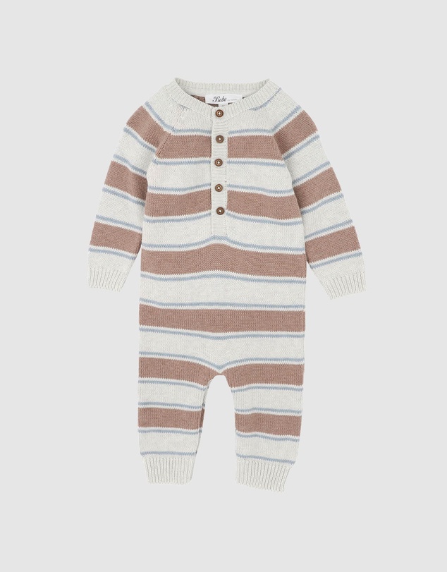 Bebe by Minihaha - Alvin Stripe Organic Knitted Rompers - Babies
