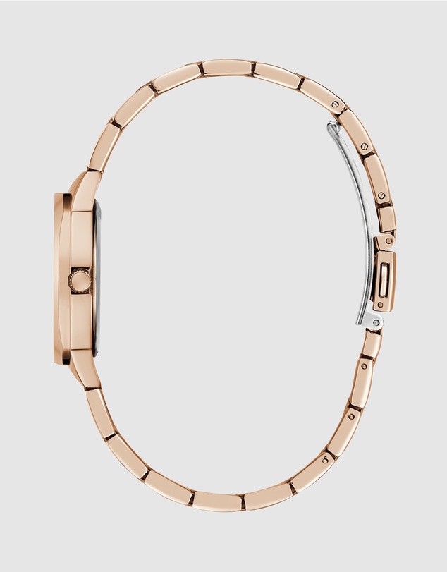 GUESS - Rose Gold-Tone 30mm White Dial with Crystal Bezel Women's Watch