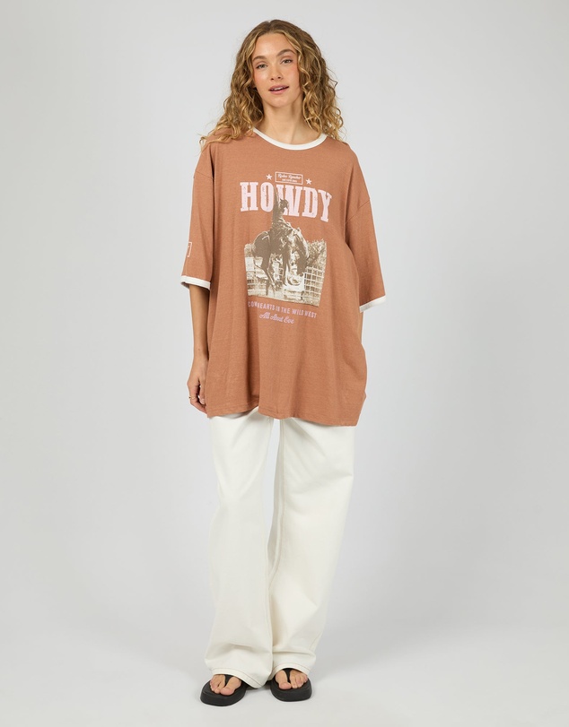 All About Eve - Howdy Oversized Tee Cinnamon