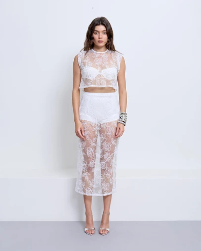 PFEIFFER - Riki Lace Skirt Powder