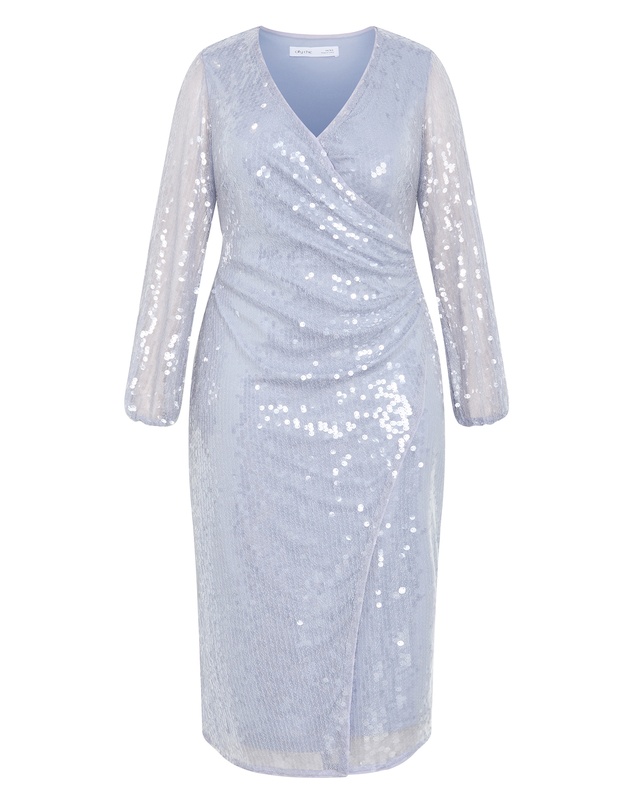 City Chic - Plus size Sequin Midi Dress - sky blue