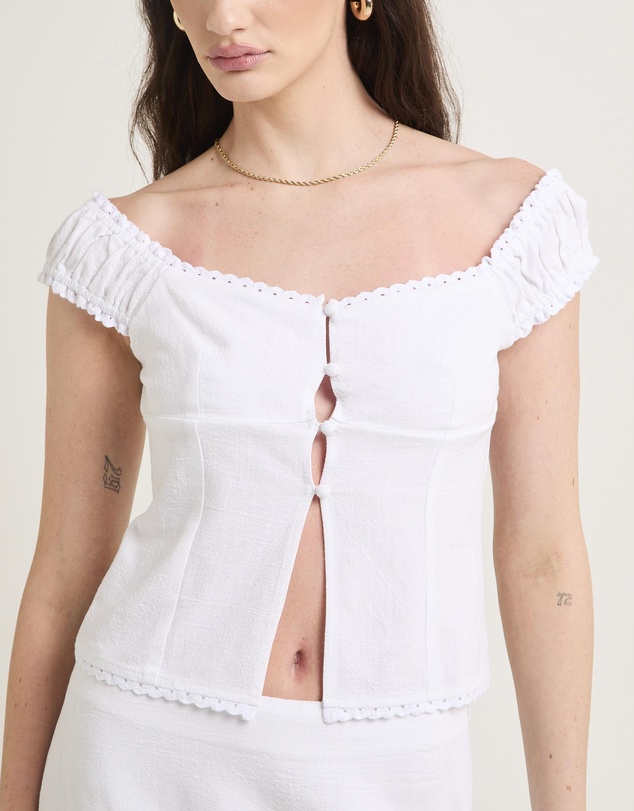 Subtitled - Janita Off Shoulder Lace Trim Top