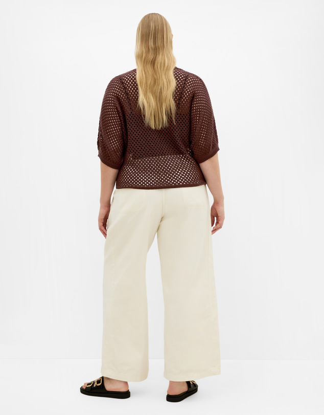 City Chic - Plus size Crochet Knit Top - chocolate