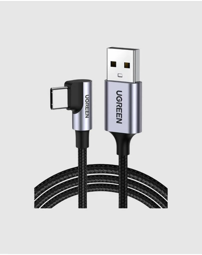 Ugreen - UGREEN 90 Degree Angle USB-C Male to USB-A Male Braided Cable 1m