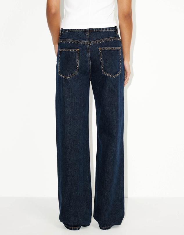 Dazie - Nights Out Studded Mid Rise Straight Leg Jeans