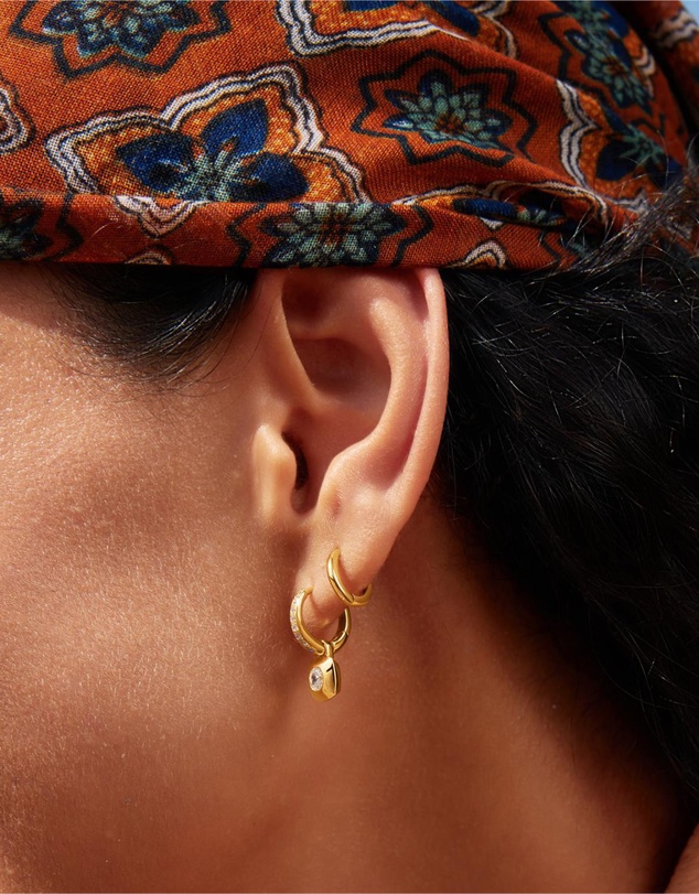 Ania Haie - Ania Haie Gold Modern Bezel-Set Huggie Hoop Earrings