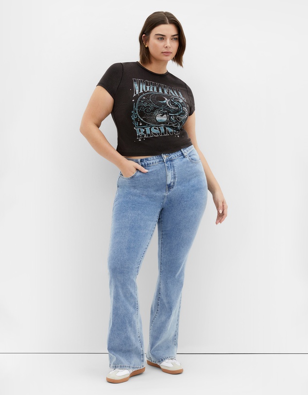 City Chic - Micro Blue Print Wash Tee