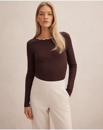 Forever New - Rebecca Scallop Long Sleeves Top