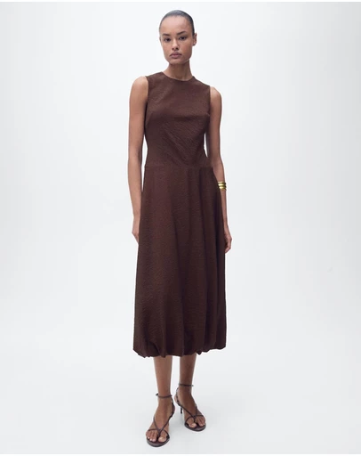 M.N.G - Terra Midi-Dress With Puffed Hem