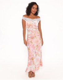 Petal & Pup - Voss Off Shoulder Lace Maxi Dress - Pink Floral