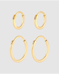 Kuzzoi - ICONIC EXCLUSIVE - Earrings Creole Set Duo Basic in 925 Sterling Silver Gold Plated