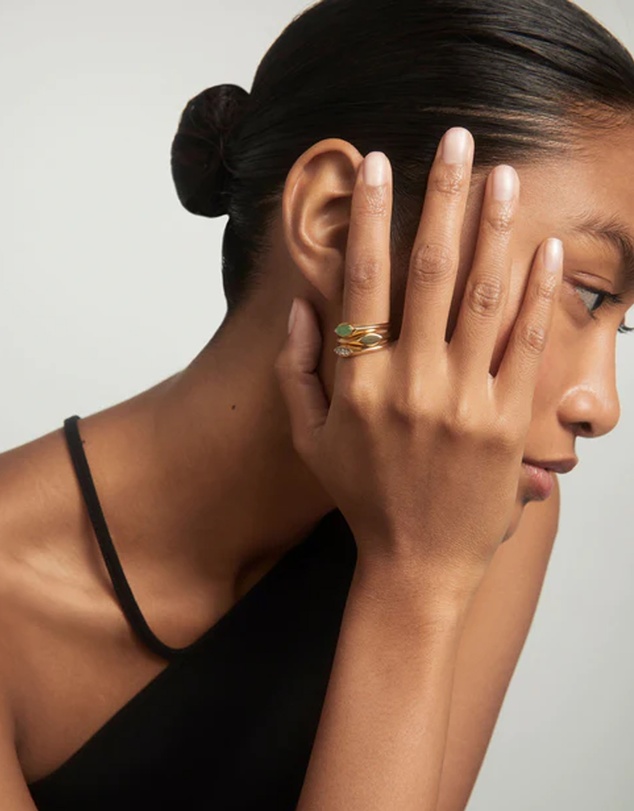 PDPAOLA - Green Aventurine Nomad Stamp Ring
