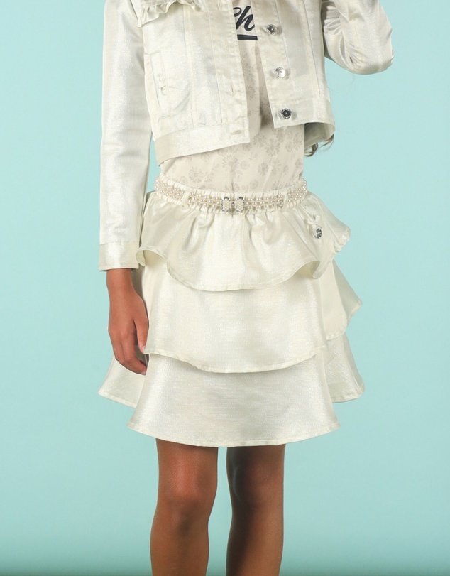 Le Chic - TWAIN Glitter Skirt with Pearl Belt - Kids-Teens