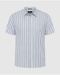 Oxford - Leyton Short Sleeve Stripe Linen Shirt