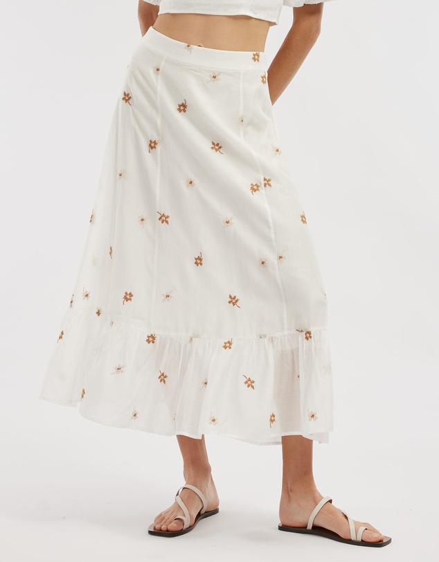 Amelius - Monique Cross Stitch Midi Skirt