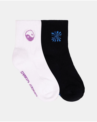 Santa Cruz - 2-Pack Strange SC Strip Mid Socks - Kids