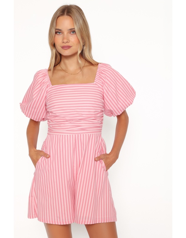 Petal & Pup - Clo Puff Sleeve Playsuit - Pink Stripe