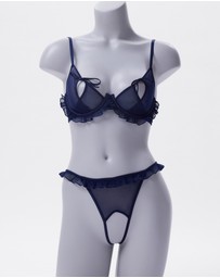 Bras N Things - Night Games Adorn You Erotic Set - Navy