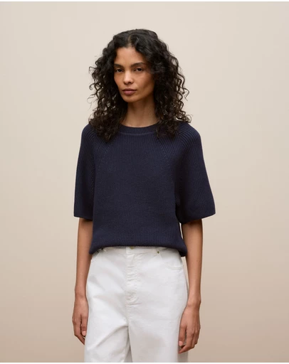 Trenery - Textured 3/4 Sleeve Knit in Night Sky