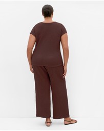 City Chic - Plus Size Zoie Side Tie Top - chocolate