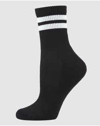 Pussyfoot - 6 Pack Unisex Striped Sport Quarter Crew Socks Bamboo Blend & Arch Support
