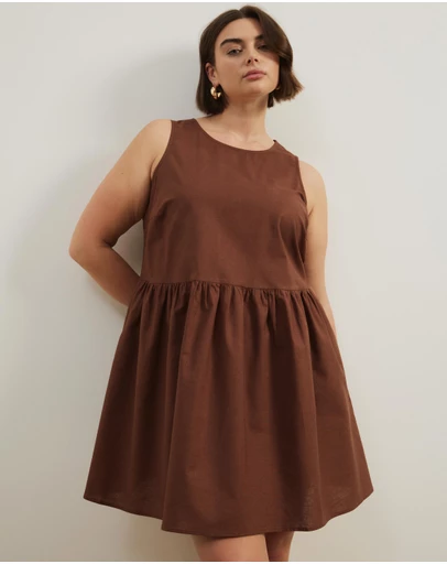 Atmos&Here Curvy - Hope Linen Blend Tiered Mini Dress