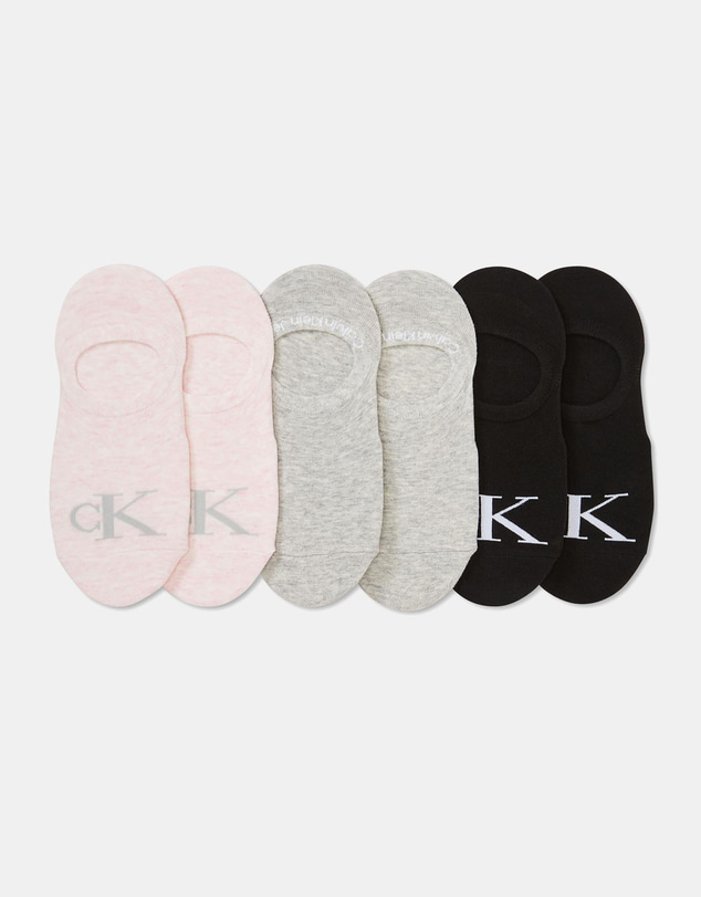 Calvin Klein - 3-Pack Monogram Flat Knit Liner Socks