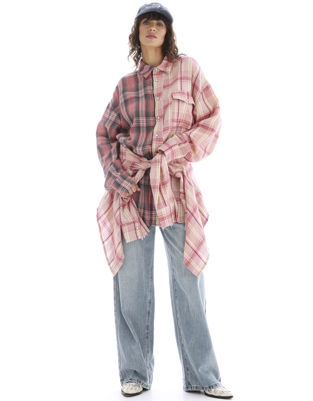 THE TALES - Tied Up Pre Styled Flannel Shirt Dress