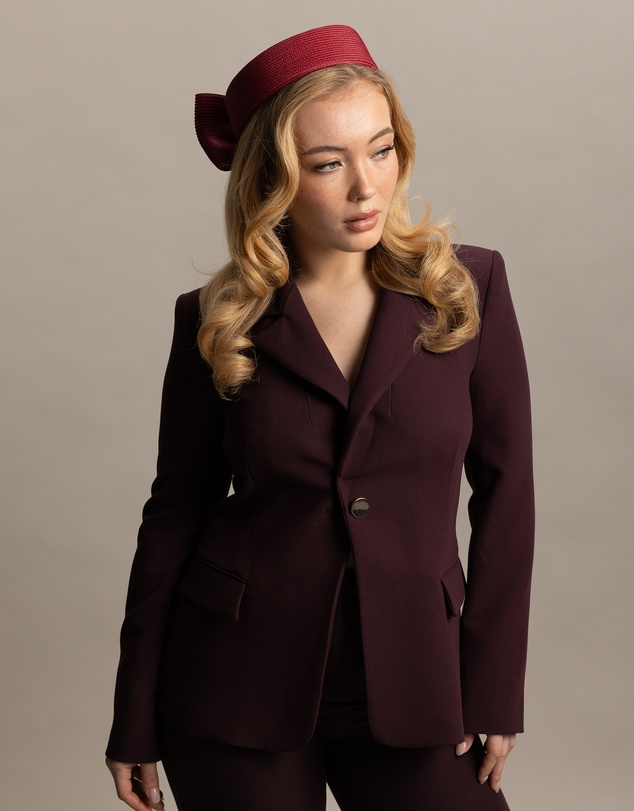 Morgan & Taylor - Tara Racewear Pillbox Hat in Burgundy Red