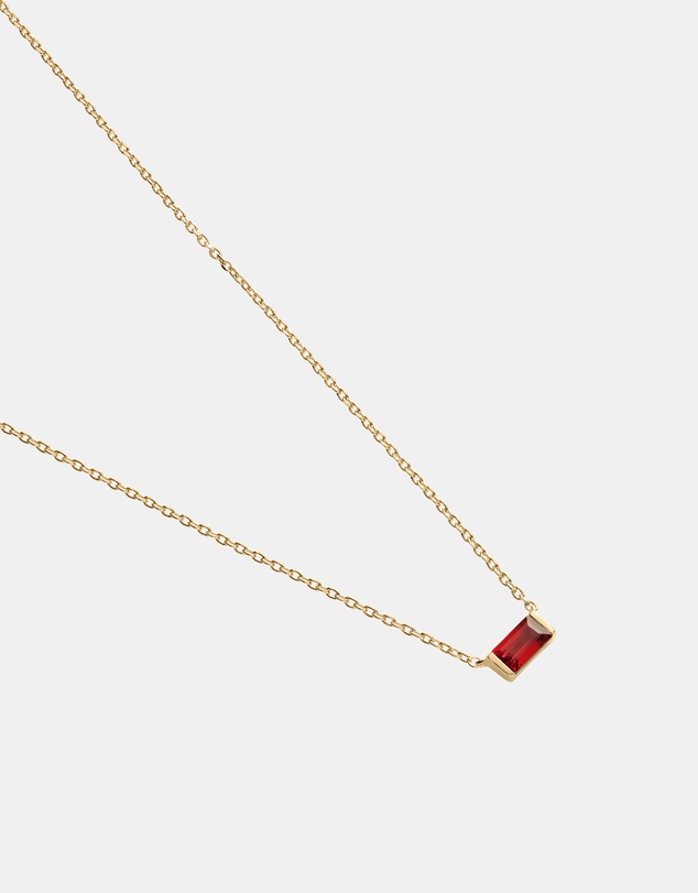 Kirstin Ash - Baguette Birthstone Necklace January Garnet