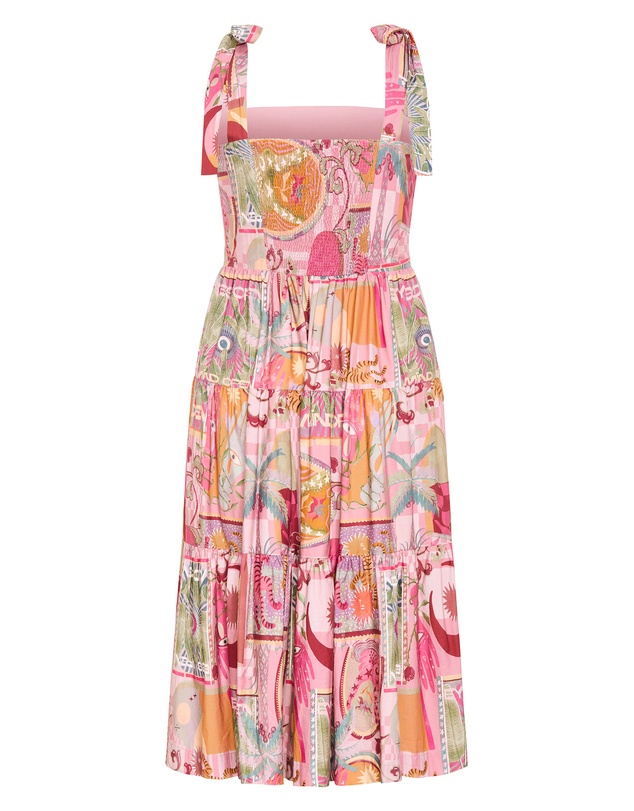 City Chic - Plus size Elessia Print Midi Dress - dusty pink