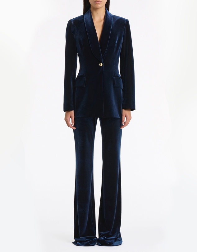 Carla Zampatti - Navy Velvet Bootleg Pant