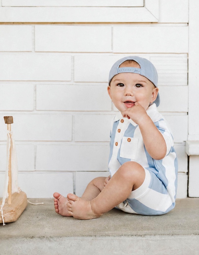 Bebe by Minihaha - Max Wide Stripe Rugby Romper - Babies
