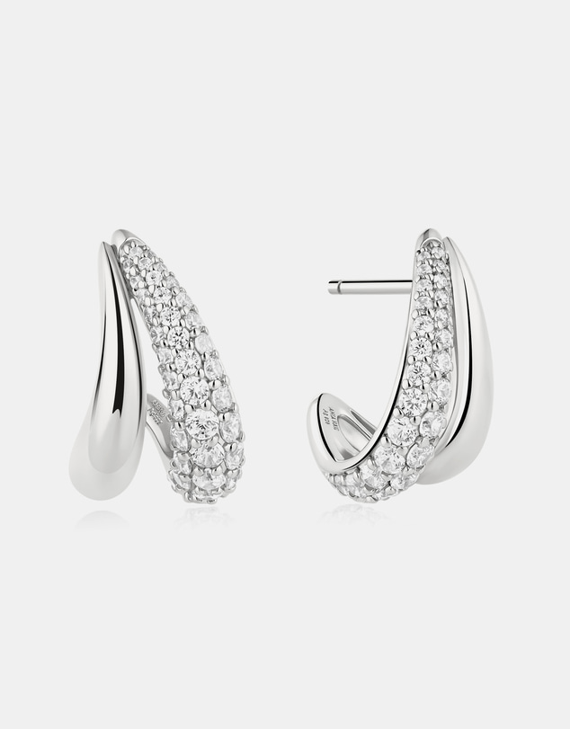 Ania Haie - Silver Duet Stud Hoop Earrings