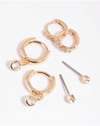 Lovisa - Gold Clear Stud & Huggie Earring Stack Pack