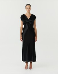 Third Form - Satin Cross Over Gather Dress