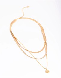 Lovisa - Gold Plated Snake Chain & Disc Necklace Pack