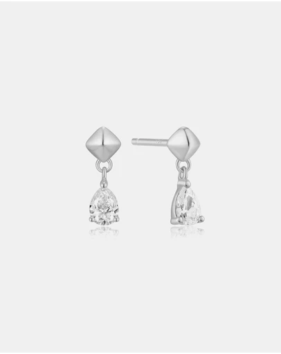 Ania Haie - Ania Haie Silver Pyramid Dangle Threaded Stud Earrings