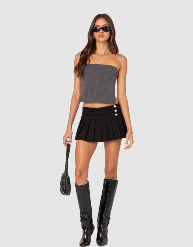 EDIKTED - Pinstripe Open Back Strapless Top