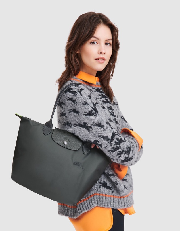 Longchamp - Le Pliage Green Canvas Tote Bag - Medium