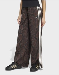 adidas Originals - SATIN SNAKE PRINT WIDE LEG TRACK PANTS Womens
