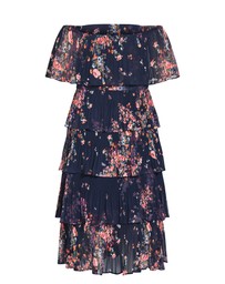 City Chic - Night Garden Print Tier Midi Dress